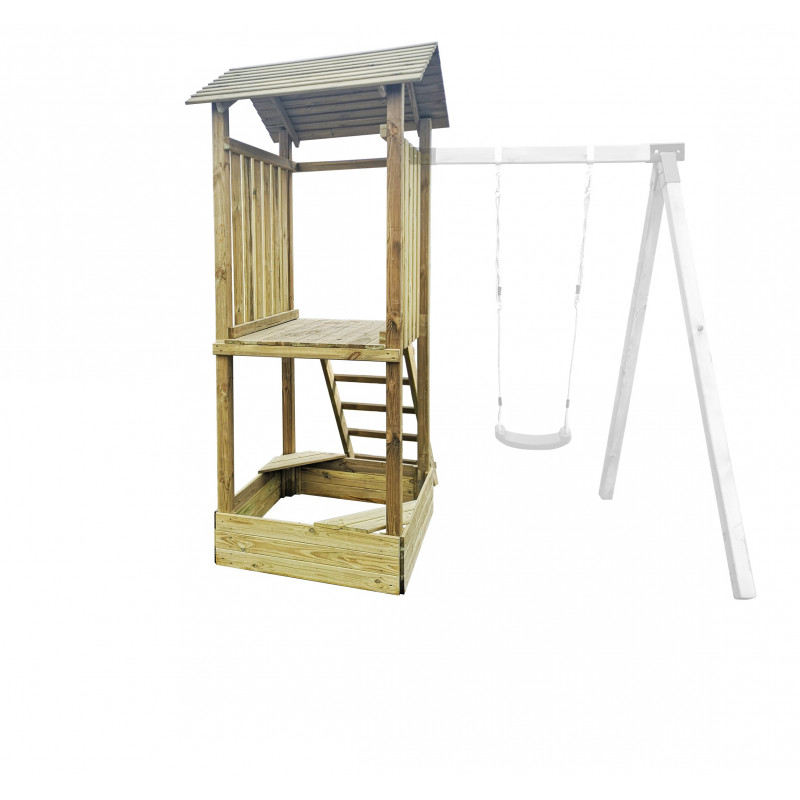 Wieża Hektor z Daszkiem i Piaskownicą + Huśtawka Pojedyncza