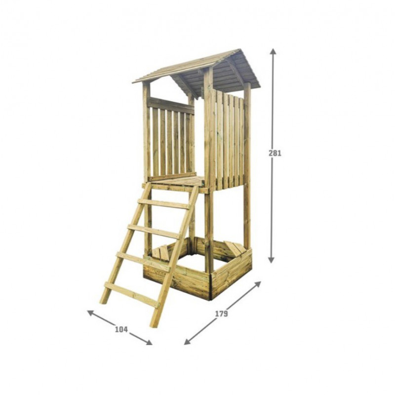Wieża Hektor z Daszkiem i Piaskownicą + Huśtawka Pojedyncza