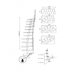 SCHODY MODUŁOWE PROSTE ROMA Wysokość 210 cm - 294 cm