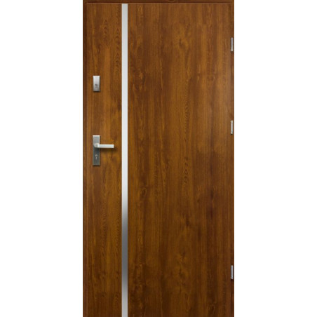 Drzwi Zewnętrzne Stalowe Złoty Dąb Hebe 55 mm z Klamką i Wkładkami