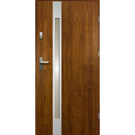 Drzwi Zewnętrzne Stalowe Złoty Dąb Temida Slim 55 mm z Klamką i Wkładkami