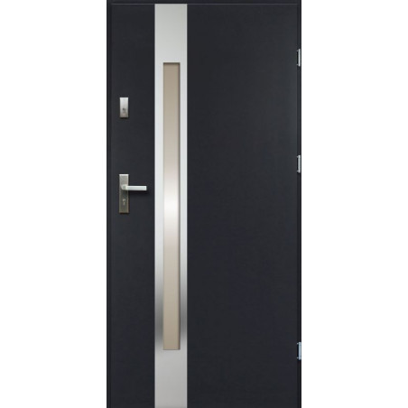 Drzwi Zewnętrzne Stalowe Antracyt Temida 55 mm z Klamką i Wkładkami