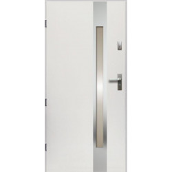 Drzwi Zewnętrzne Stalowe Białe Temida 55 mm z Klamką i Wkładkami