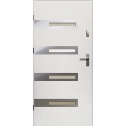 Drzwi Zewnętrzne Stalowe Białe Rea 55 mm z Klamką i Wkładkami