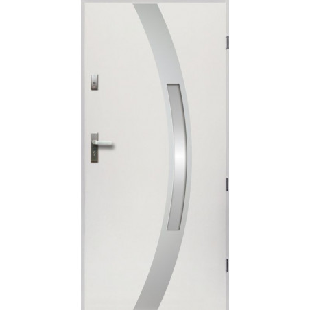 Drzwi Zewnętrzne Stalowe Białe Idalia 55 mm z Klamką i Wkładkami