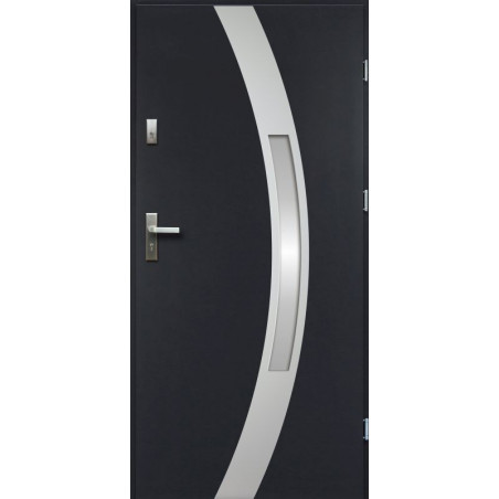Drzwi Zewnętrzne Stalowe Antracyt Idalia 55 mm z Klamką i Wkładkami