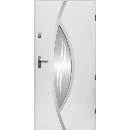 Drzwi Zewnętrzne Stalowe Białe Gaja 55 mm z Klamką i Wkładkami