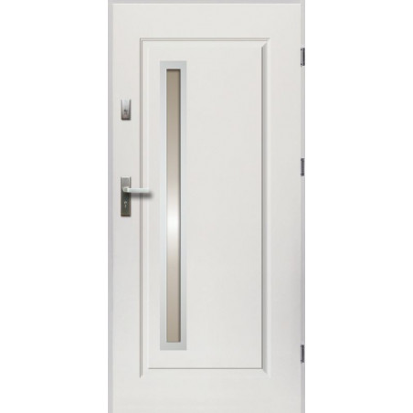 Drzwi Zewnętrzne Białe Dedal 55 mm z Klamką i Wkładkami