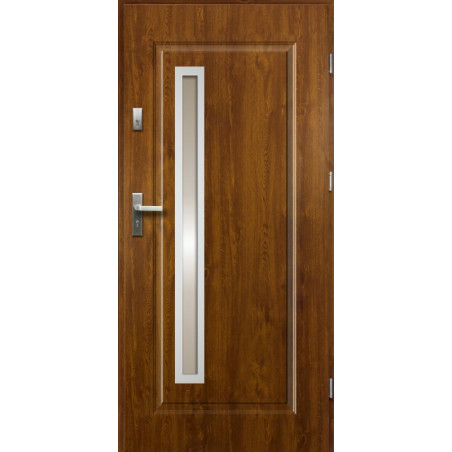 Drzwi Zewnętrzne Złoty Dąb Dedal 55 mm z Klamką i Wkładkami