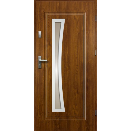 Drzwi Zewnętrzne Złoty Dąb Parys 55 mm z Klamką i Wkładkami