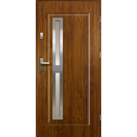 Drzwi Zewnętrzne Złoty Dąb Tetyda 55 mm z Klamką i Wkładkami