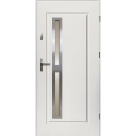 Drzwi Zewnętrzne Białe Tetyda 55 mm z Klamką i Wkładkami