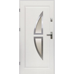 Drzwi Zewnętrzne Białe Kronos 55 mm z Klamką i Wkładkami