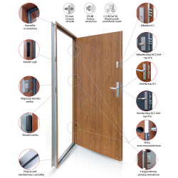 Drzwi Zewnętrzne Kronos Złoty Dąb 55 mm