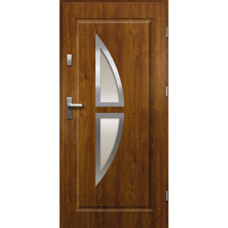 Drzwi Zewnętrzne Złoty Dąb Kronos 55 mm z Klamką i Wkładkami