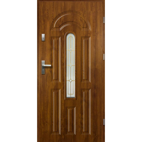 Drzwi Zewnętrzne Złoty Dąb Wenus 55 mm z Klamką i Wkładkami