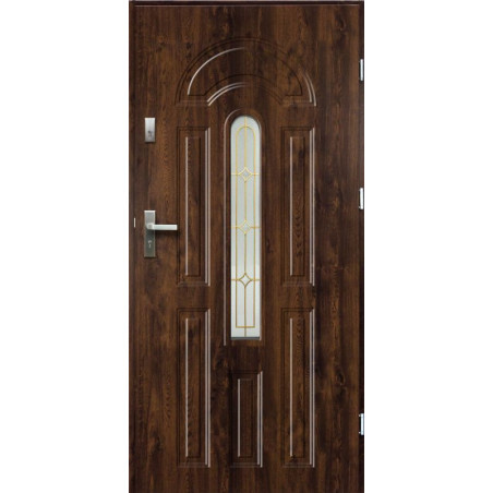 Drzwi Zewnętrzne Ciemny Orzech Wenus 55 mm z Klamką i Wkładkami