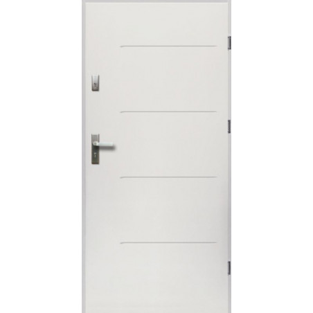 Drzwi Zewnętrzne Stalowe Białe Canus 55 mm z Klamką i Wkładkami