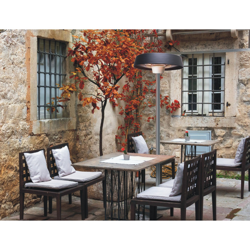 Promiennik Saturn Czarny Lampa Grzewcza Stojąca Z Półką IR 2000 W