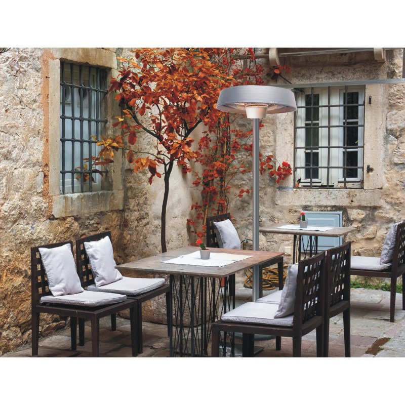 Promiennik Saturn Srebrny Lampa Grzewcza Stojąca Z Półką IR 2000 W