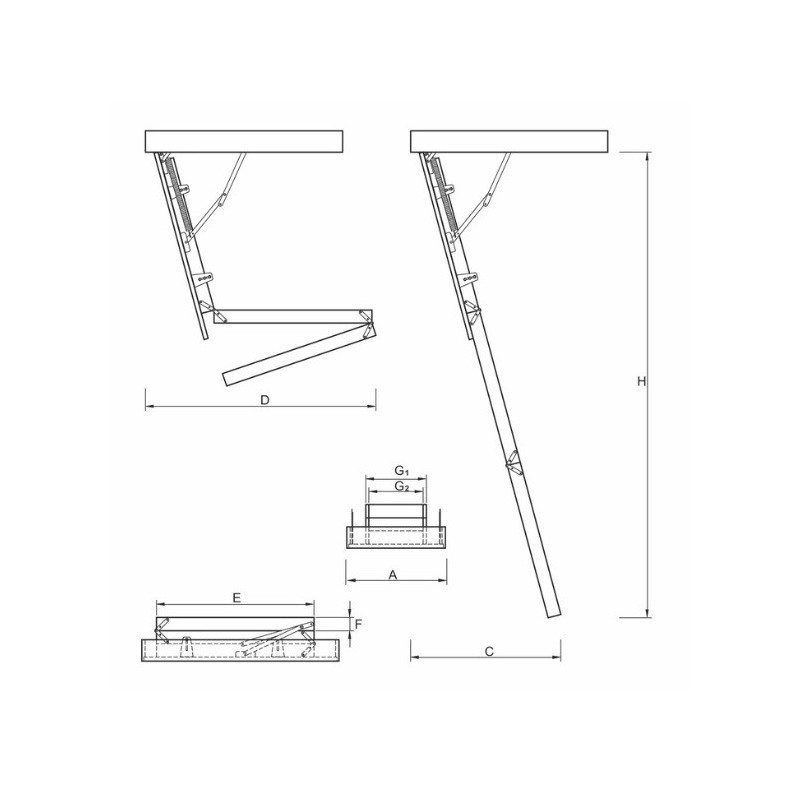 Schody Strychowe NORDIC 87mm 130x60 H-315 Schody Strychowe NORDIC 87mm 130x60 H-315