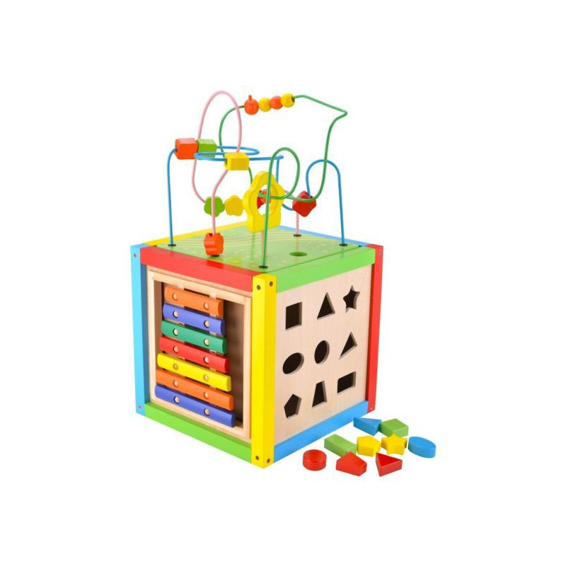 Duża Drewniana Edukacyjna Kostka Logiczna 5w1 XXL