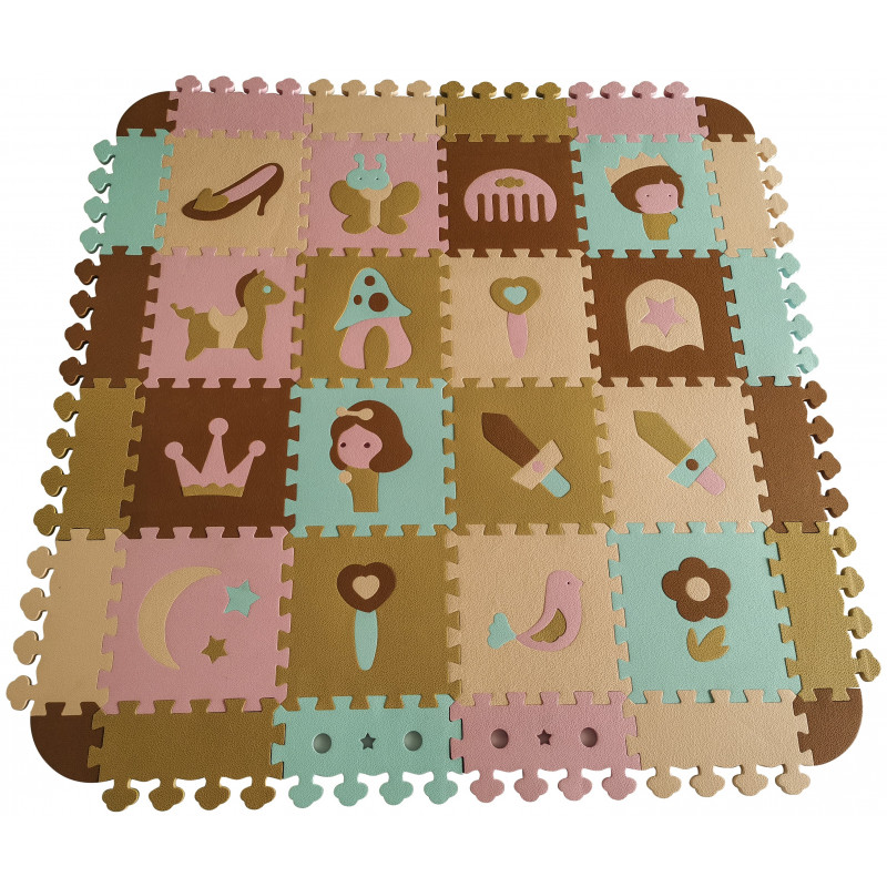 Duża Mata Piankowa Z Płotkiem i Puzzlami Zamek