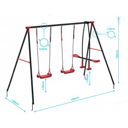 Duża Metalowa Huśtawka Mila Czerwona XL