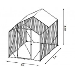 Metalowa Klatka Dla Drobiu Kurnik 2x3x2,2m 4iQ