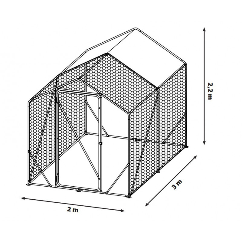 Metalowa Klatka Dla Drobiu Kurnik 2x3x2,2m 4iQ Metalowa Klatka Dla Drobiu Kurnik 2x3x2,2m 4iQ
