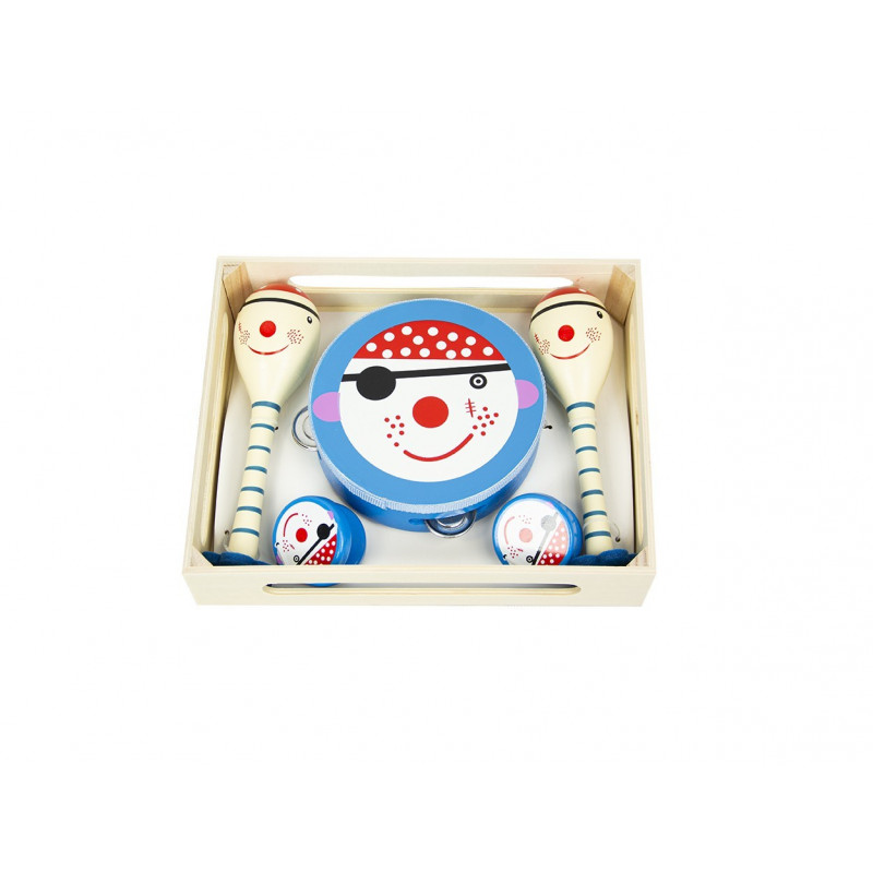 Drewniany Zestaw Instrumentów Muzycznych 3w1 Pirat