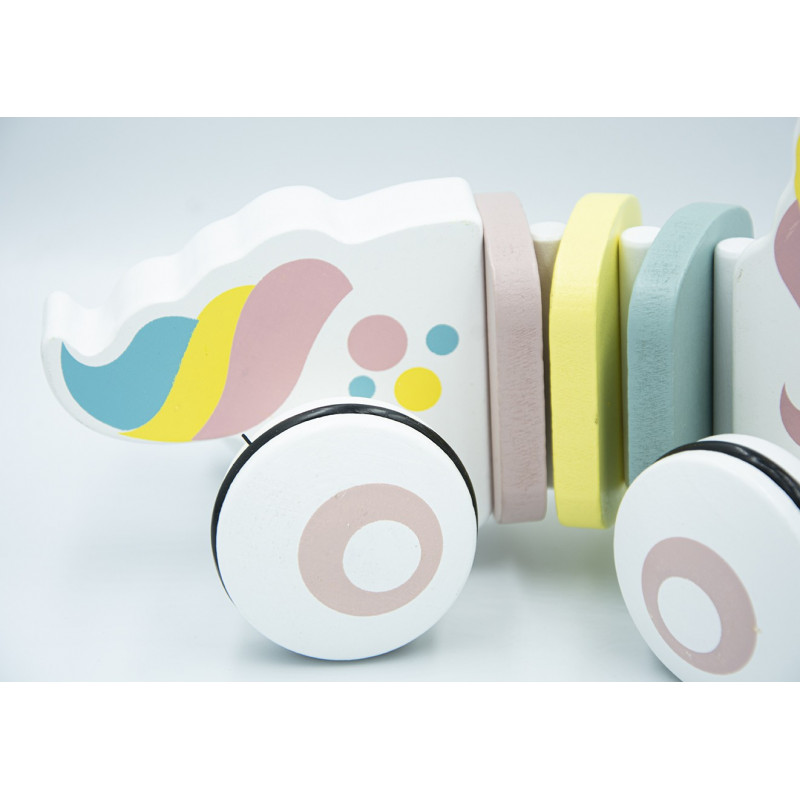 Drewniana Zabawka Na Sznurku Jednorożec