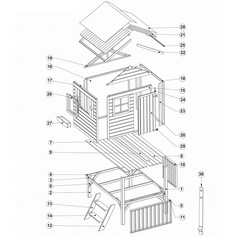 Drewniany domek ogrodowy dla dzieci - Tomek W Kolorze Białym