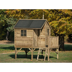 Drewniany domek ogrodowy dla dzieci - Jerzyk ze ślizgiem