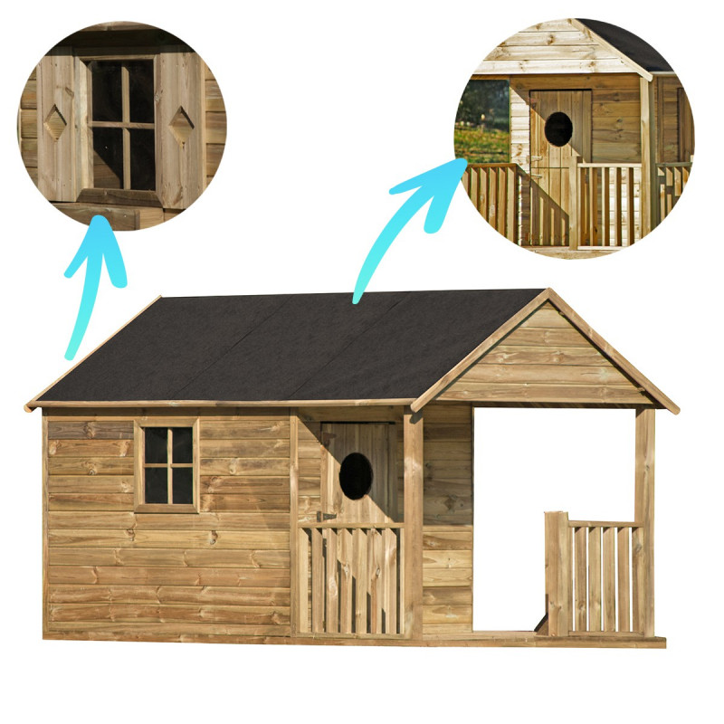 Drewniany Domek Ogrodowy Dla Dzieci Szymon na Platformie Scenie