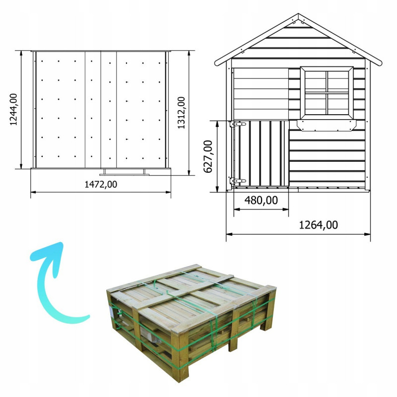 Drewniany domek ogrodowy dla dzieci - Mateusz
