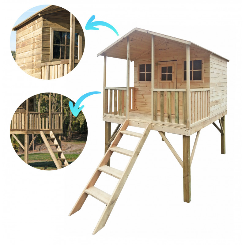 Drewniany domek ogrodowy dla dzieci - Gucio bez ślizgu