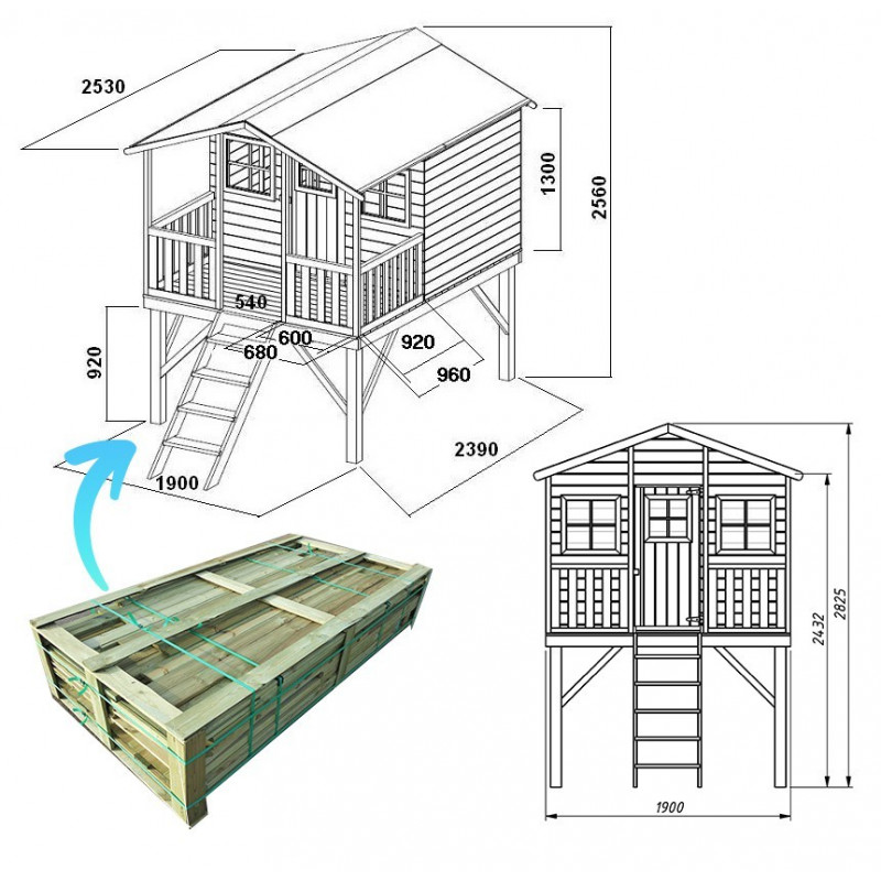 Drewniany Domek Gucio Dla Dzieci z Pojedynczą Huśtawką