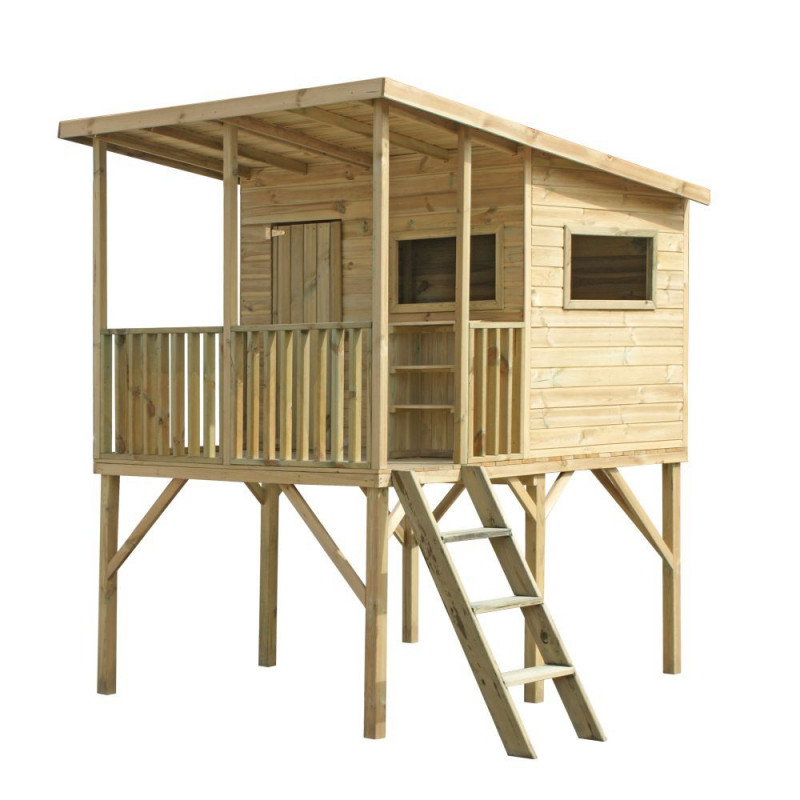 Drewniany Domek Dla Dzieci ROBINSON z Huśtawką Pojedynczą