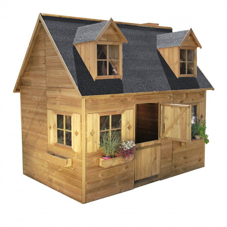 Piętrowy drewniany domek ogrodowy dla dzieci - Maria
