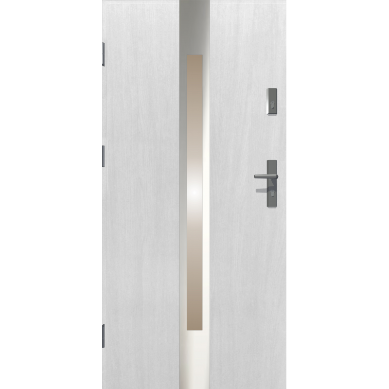 Drzwi zewnętrzne IVORY - biały INOX. Szklenie stopsol. Produkt polski.