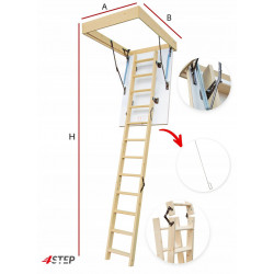 Drewniane schody strychowe 4STEP: ENERGY 120x60