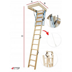 Drewniane schody strychowe 4STEP: ENERGY 90x60 