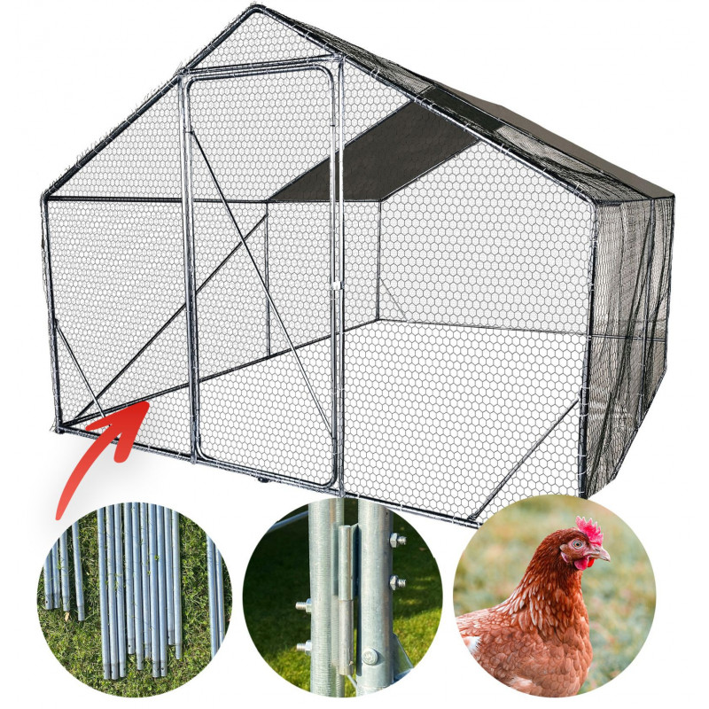 Metalowa Klatka Dla Drobiu Kurnik 3x3x2,2m 4iQ Metalowa Klatka Dla Drobiu Kurnik 3x3x2,2m 4iQ