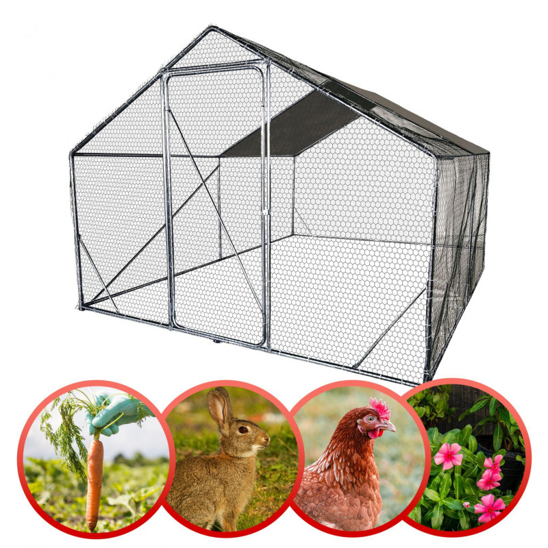 Metalowa Klatka Dla Drobiu Kurnik 3x3x2,2m 4iQ Metalowa Klatka Dla Drobiu Kurnik 3x3x2,2m 4iQ