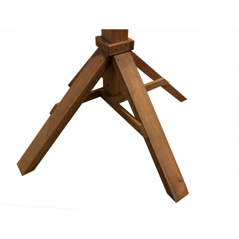 Drewniany stojak pod karmnik dla ptaków w kolorze brązowym