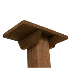 Drewniany stojak pod karmnik dla ptaków w kolorze brązowym