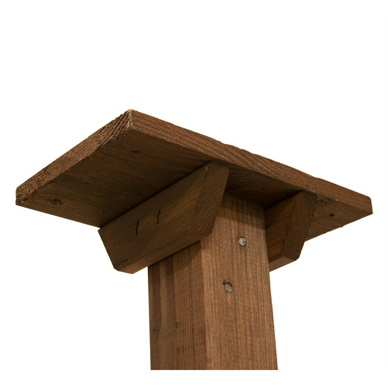 Drewniany stojak pod karmnik dla ptaków w kolorze brązowym