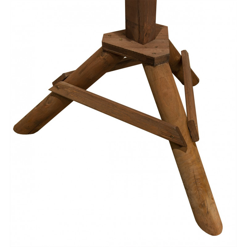 Drewniany stojak pod karmnik dla ptaków z dodatkową podstawką w kolorze brązowym