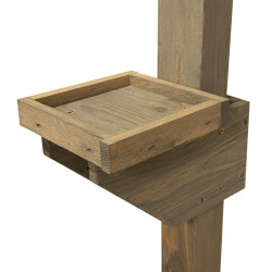 Drewniany stojak pod karmnik dla ptaków z dodatkową podstawką w kolorze szarym